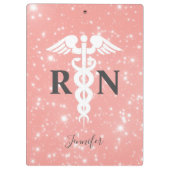ピンク登録ナースRNスクリプトパーソナライズされた クリップボード (裏面)