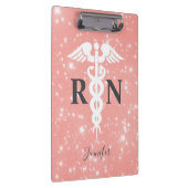 ピンク登録ナースRNスクリプトパーソナライズされた クリップボード (右)