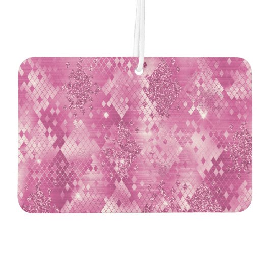 ピンク白いスパークルヒョウ柄 カーエアーフレッシュナー (裏面)