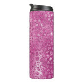ピンク白いスパークルヒョウ柄 タンブラー (回転右)