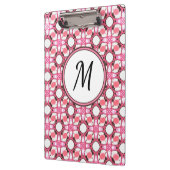 ピンク白い円の幾何学模様モノグラム クリップボード (左)