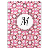 ピンク白い円の幾何学模様モノグラム クリップボード (裏面)