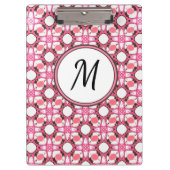 ピンク白い円の幾何学模様モノグラム クリップボード (正面)