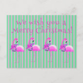 ピンク白い紫のクリスマスフラミンゴパーソナライズされた シーズンポストカード (正面)