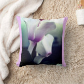 ピンク白い花写真投げクッション クッション (ブランケット)