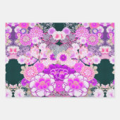 ピンク白い赤い花牡丹、バラ日本のフローラ ラッピングペーパーシート (正面3)