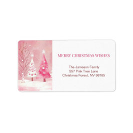 ピンク白かわいいレトロクリスマス ラベル