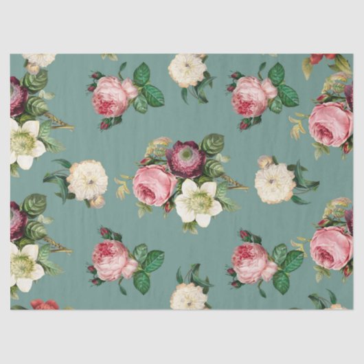 ピンク白と紫の花 薄葉紙 (正面)