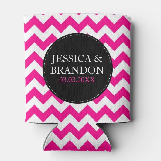 ピンク白と黒のモノグラム山形パターン2 缶クーラー (裏面)