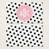 ピンク白と黒の水玉模様モノグラム (正面&裏面)