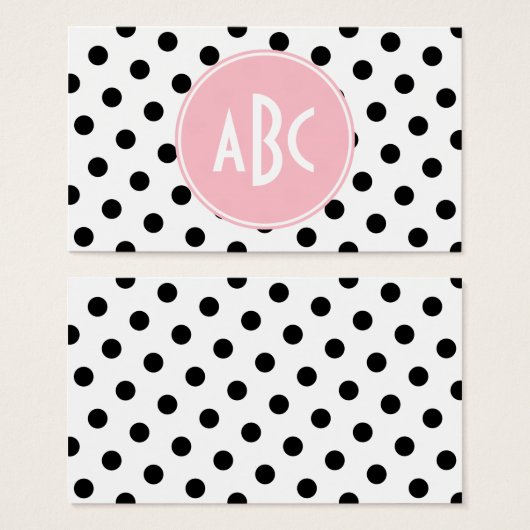 ピンク白と黒の水玉模様モノグラム (正面&裏面)