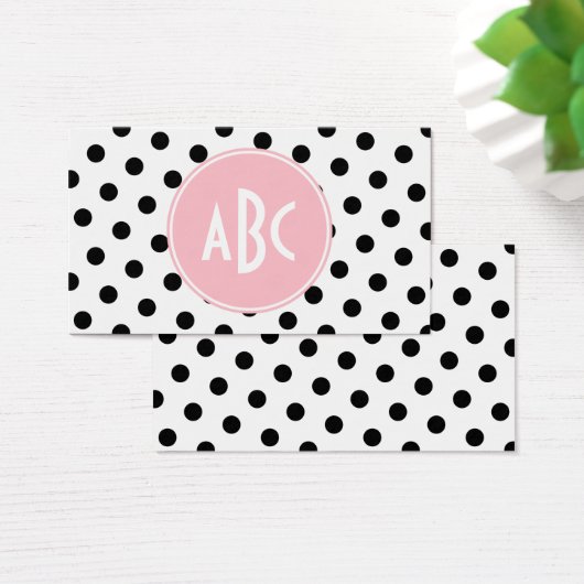 ピンク白と黒の水玉模様モノグラム