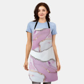 ピンク白の大理石 エプロン (着用した状態)