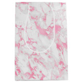 ピンク白の大理石 ミディアムペーパーバッグ (正面)