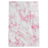 ピンク白の大理石 ミディアムペーパーバッグ (裏面)