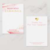 ピンク白の水彩ジュエリーの表示パッケージ 名刺 (正面/裏面)