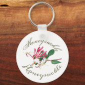 ピンク白の緑のかわいらしハニーサックル キーホルダー (正面)