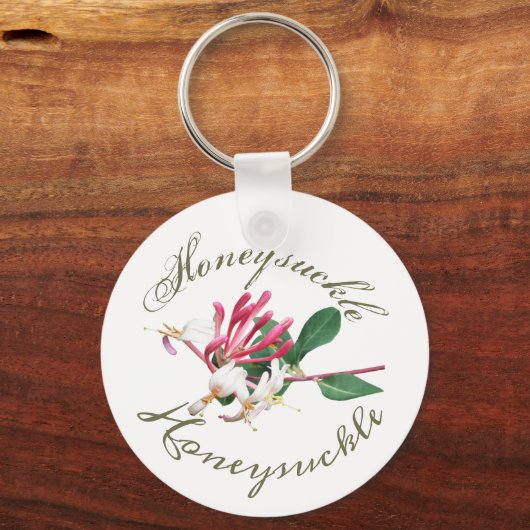 ピンク白の緑のかわいらしハニーサックル キーホルダー (正面)