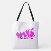 ピンク白の贈り物パーティーで、モノグラムがかわいい トートバッグ (裏面)