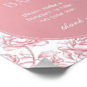 ピンク白の陳腐な花のバー標識 ポスター (角)