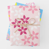 ピンク白イエローパープルフローラルパターン ラッピングペーパーシート (インサイチュ)