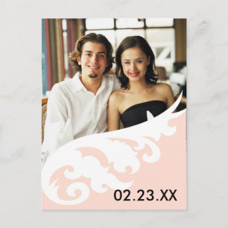 ピンク白エレガントデザイン写真日付アンを保存 案内ポストカード