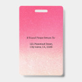 ピンク白グラデーショングリッタースタッフフォト バッジ (Back)