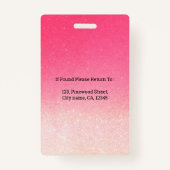 ピンク白グラデーショングリッタースタッフフォト バッジ (裏面)