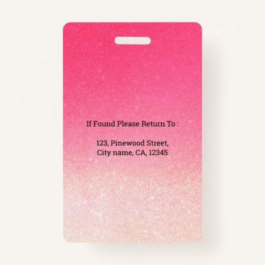 ピンク白グラデーショングリッタースタッフフォト バッジ (裏面)