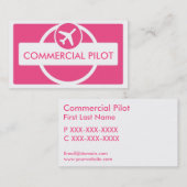 ピンク白シンプルカスタムパイロット名刺 名刺 (正面/裏面)