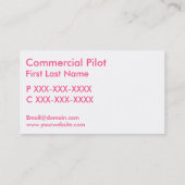 ピンク白シンプルカスタムパイロット名刺 名刺 (裏面)