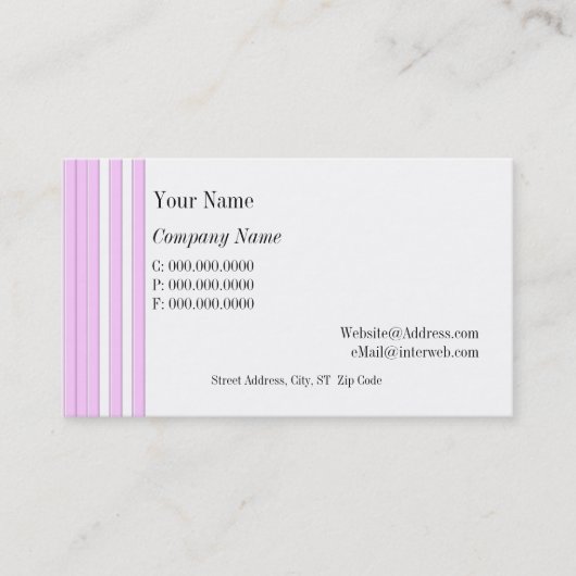 ピンク白ストライプカスタム名刺 名刺 (正面)