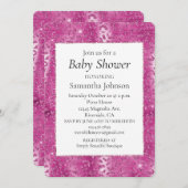 ピンク白スパークルヒョウ赤ちゃんシャワー 招待状 (正面/裏面)