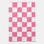 ピンク白チェッ市松模様にクパターン キッチンタオル (縦)