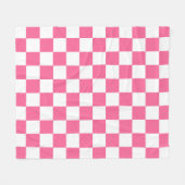 ピンク白チェッ市松模様にクパターン フリースブランケット (正面(横))
