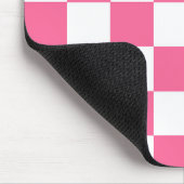 ピンク白チェッ市松模様にクパターン マウスパッド (コーナー)