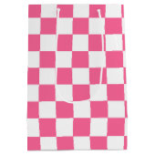 ピンク白チェッ市松模様にクパターン ミディアムペーパーバッグ (裏面)