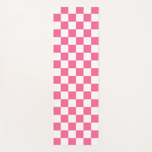 ピンク白チェッ市松模様にクパターン ヨガマット