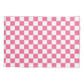 ピンク白チェッ市松模様にクパターン 枕カバー (裏面)