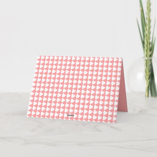 ピンク白ハートメリークリスマスフォト シーズンカード (裏面)