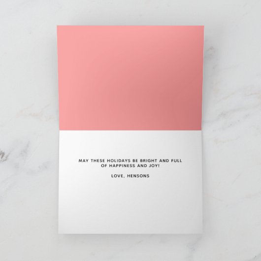 ピンク白ハートメリークリスマスフォト シーズンカード (内部)