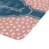 ピンク白パタ点々のあるーンネイビーモノグラム カッティングボード (角)