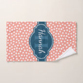 ピンク白パタ点々のあるーンネイビーモノグラム ハンドタオル (ハンドタオル)