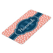 ピンク白パタ点々のあるーンネイビーモノグラム マグネット (左側)