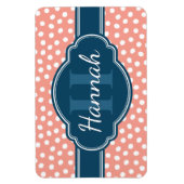 ピンク白パタ点々のあるーンネイビーモノグラム マグネット (縦)