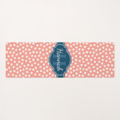 ピンク白パタ点々のあるーンネイビーモノグラム ヨガマット (裏面(横))