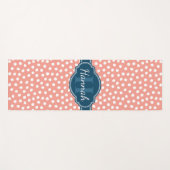 ピンク白パタ点々のあるーンネイビーモノグラム ヨガマット (正面(横))