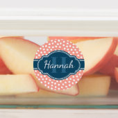 ピンク白パタ点々のあるーンネイビーモノグラム ラベル (貼付)