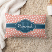 ピンク白パタ点々のあるーンネイビーモノグラム ランバークッション (ブランケット)