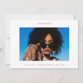 ピンク白ファンキー写真大学の写真卒業 案内状 (正面)